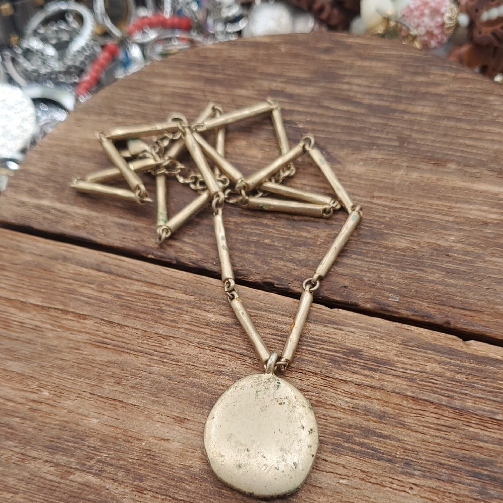 Liz Claiborne Gold-Tone Geometric Pendant Necklace - Women Jewelry 18 Inch N3915